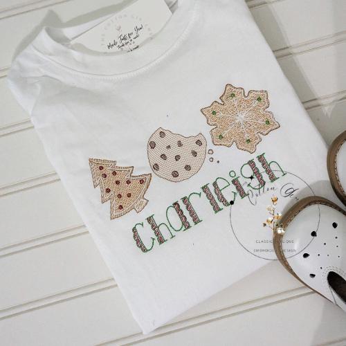 Baking Day Cookies sketch light fill, quick stitch machine embroidery design download file by Cotton Gin Embroidery 4x4, 5x7, 6x10, 8x8