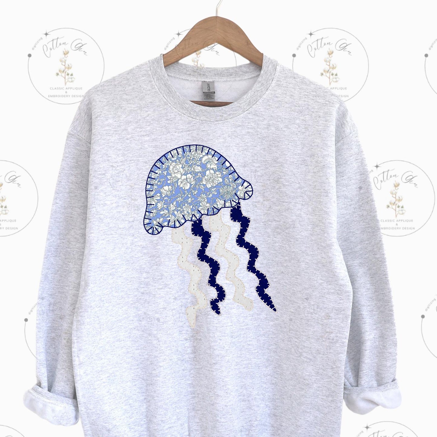 Quilted patchwork Summer Jelly Fish Blanket Applique machine embroidery design instant download blanket by Cotton Gin Digitizing four sizes