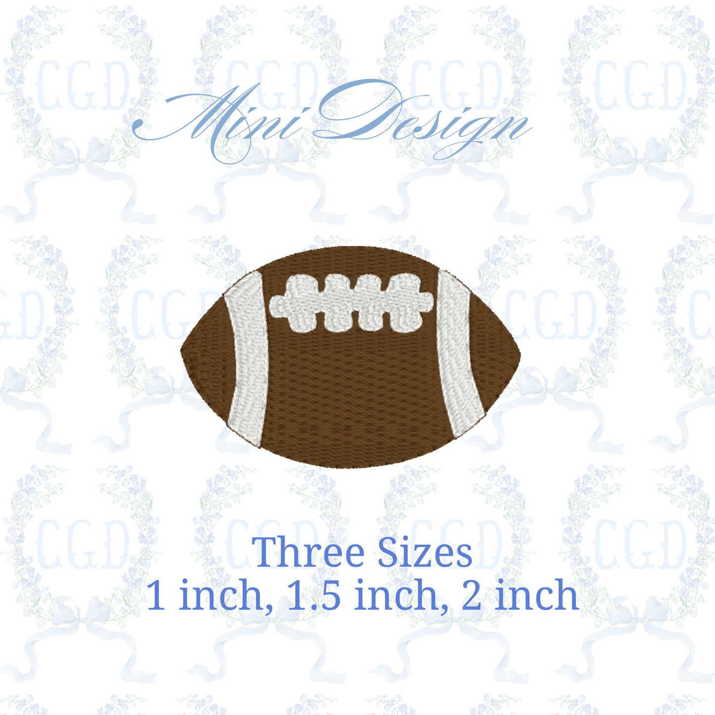 Mini Football motif stitch, dense fill machine embroidery design download file three sizes one inch two inch by Cotton Gin Digitizing