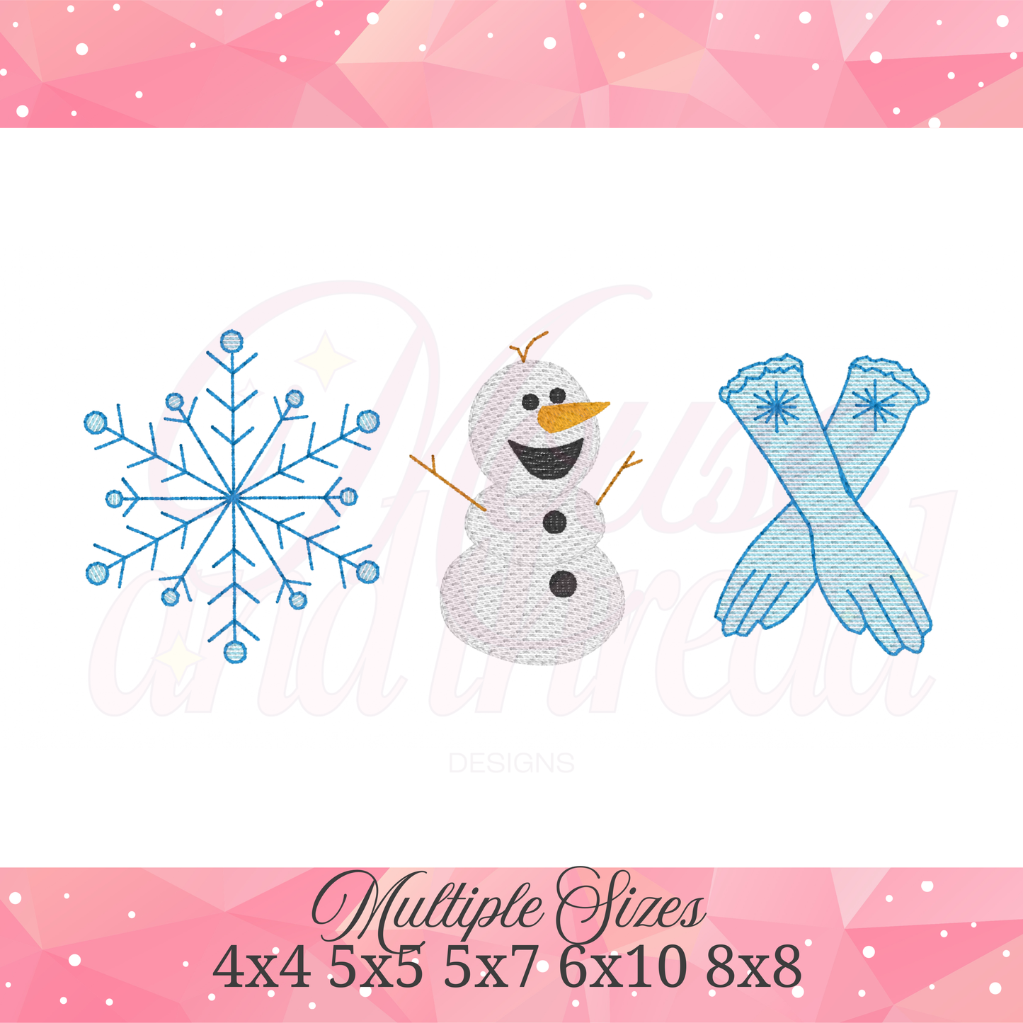 Ice Princess Snowflake Gloves & Snowman Trio Winter Machine Embroidery Design | Fairytale Ice Princess | Snowflake Glove | Snowman Applique