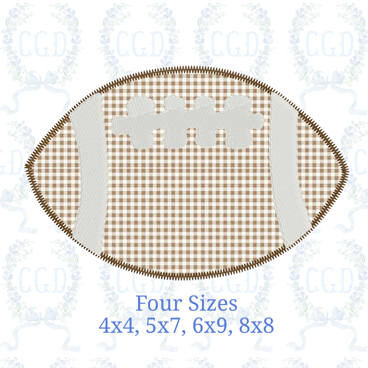 Football Zig Zag Stitch applique, dense quick stitch embroidery machine design download file 4x4, 5x7, 6x9, 8x8 by Cotton Gin Digitizing