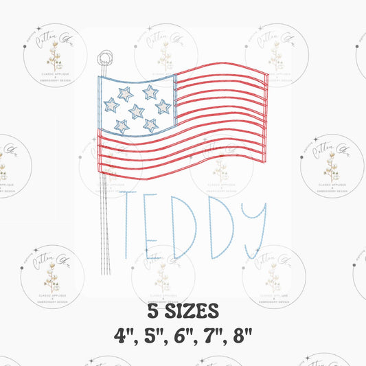 American Flag Patriotic Doodle Sketchy Unisex Design sketch fill, light quick fill machine embroidery design download file five sizes by CGD