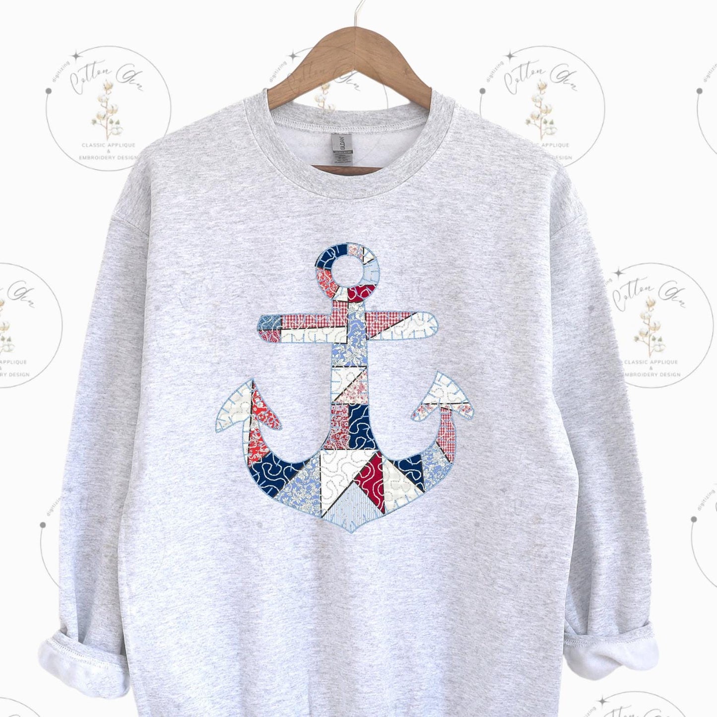 Quilted patchwork Summer Anchor Blanket Applique machine embroidery design file instant download blanket by Cotton Gin Digitizing four sizes