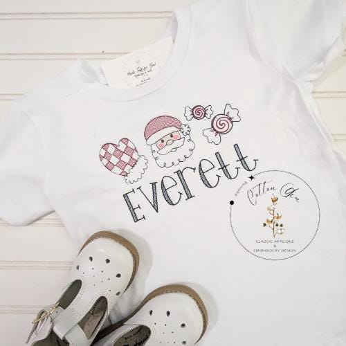 Christmas Cool Santa Trio sketch light fill, quick stitch machine embroidery design download file Cotton Gin Embroidery 4x4, 5x7, 6x10, 8x8