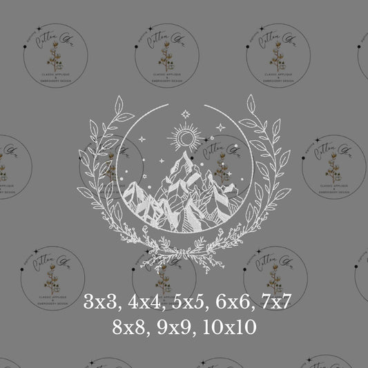 Circle Floral 3 Peak Mountain Romantasy dense fil embroidery machine design download file 3x3 to 10x10 8 sizes by Cotton Gin Digitizing