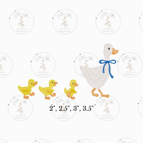 Mama Duck and Baby Ducklings Line sketch fill, light fill, quick stitch machine embroidery design download file by Cotton Gin Digitizing