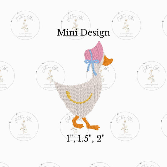 mini dense fill classic goose with bonnet embroidery design file by in 3 sizes motif fill machine instant embroidery design download file
