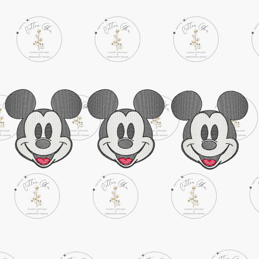 Mouse Head Trio sketch fill, light fill, quick stitch embroidery machine design download file 4x4, 5x7, 6x10, 8x8 by Cotton Gin Digitizing
