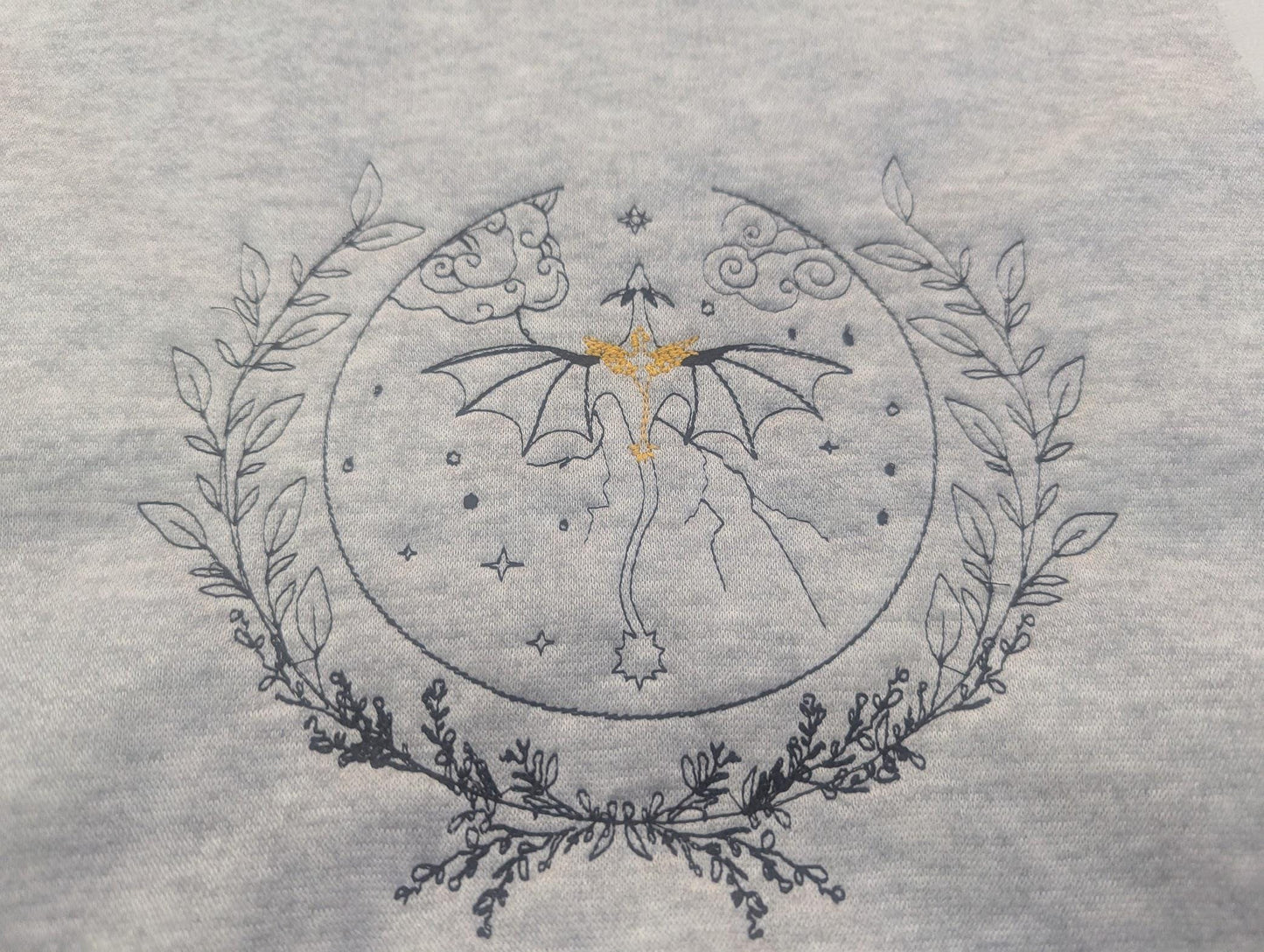 Circle Floral Dragon Lightening Romantasy dense fill embroidery machine design download file 3x3 to 10x10 8 sizes by Cotton Gin Digitizing