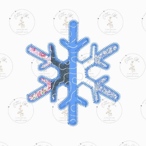 Quilted patchwork Snowflake Applique machine embroidery instant download design file by Cotton Gin Embroidery  5 6 7 8 9 10 inch hoop sizes