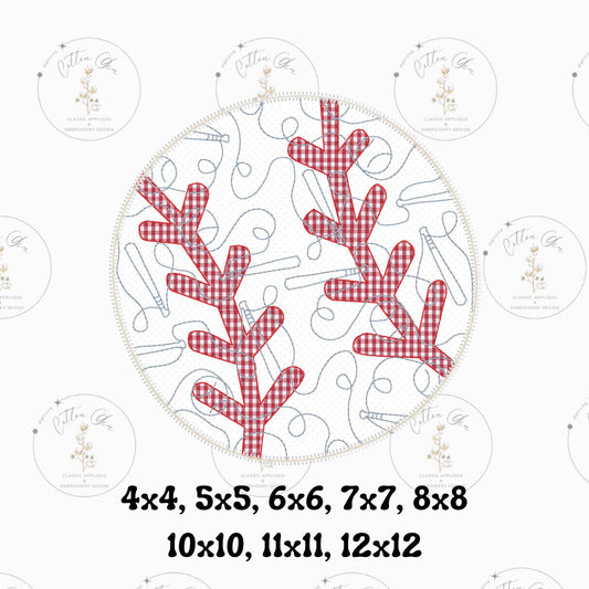 Quilted patchwork Baseball Applique machine embroidery design download file by Cotton Gin Embroidery 4 5 6 7 8 9 10 11 12 inch hoop sizes
