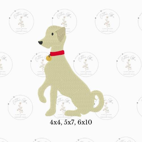 lab golden retriever with collar dog embroidery design file in motif fill machine instant embroidery design download file three sizes