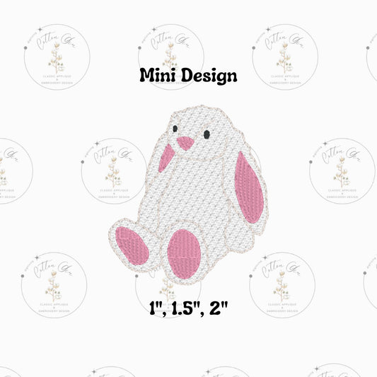 Mini Popular Plush Baby Bunny Stuffed sketchy stitch, light fill machine embroidery design download file three sizes Cotton Gin Digitizing