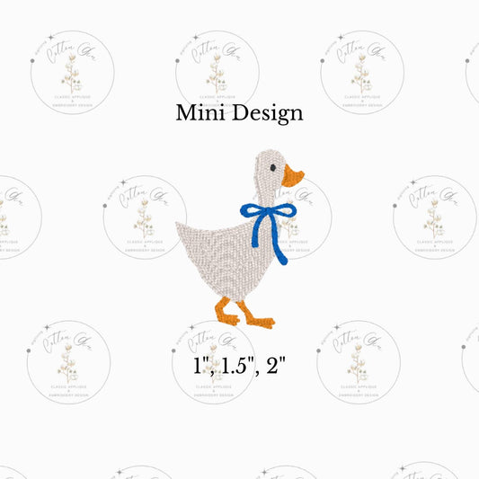 mini dense fill classic white duck with a bow embroidery design file by in 3 sizes fill machine instant embroidery design download file