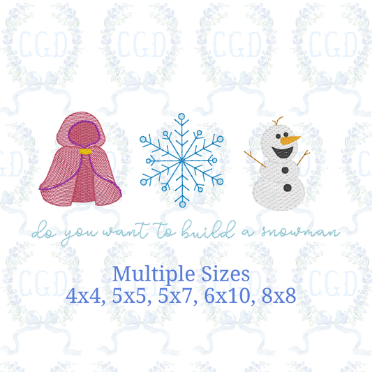 Ice Princess Cape Snowflake & Snowman Winter Machine Embroidery Design | Fairytale Ice Princess | Snowflake Cape | Snowman Applique