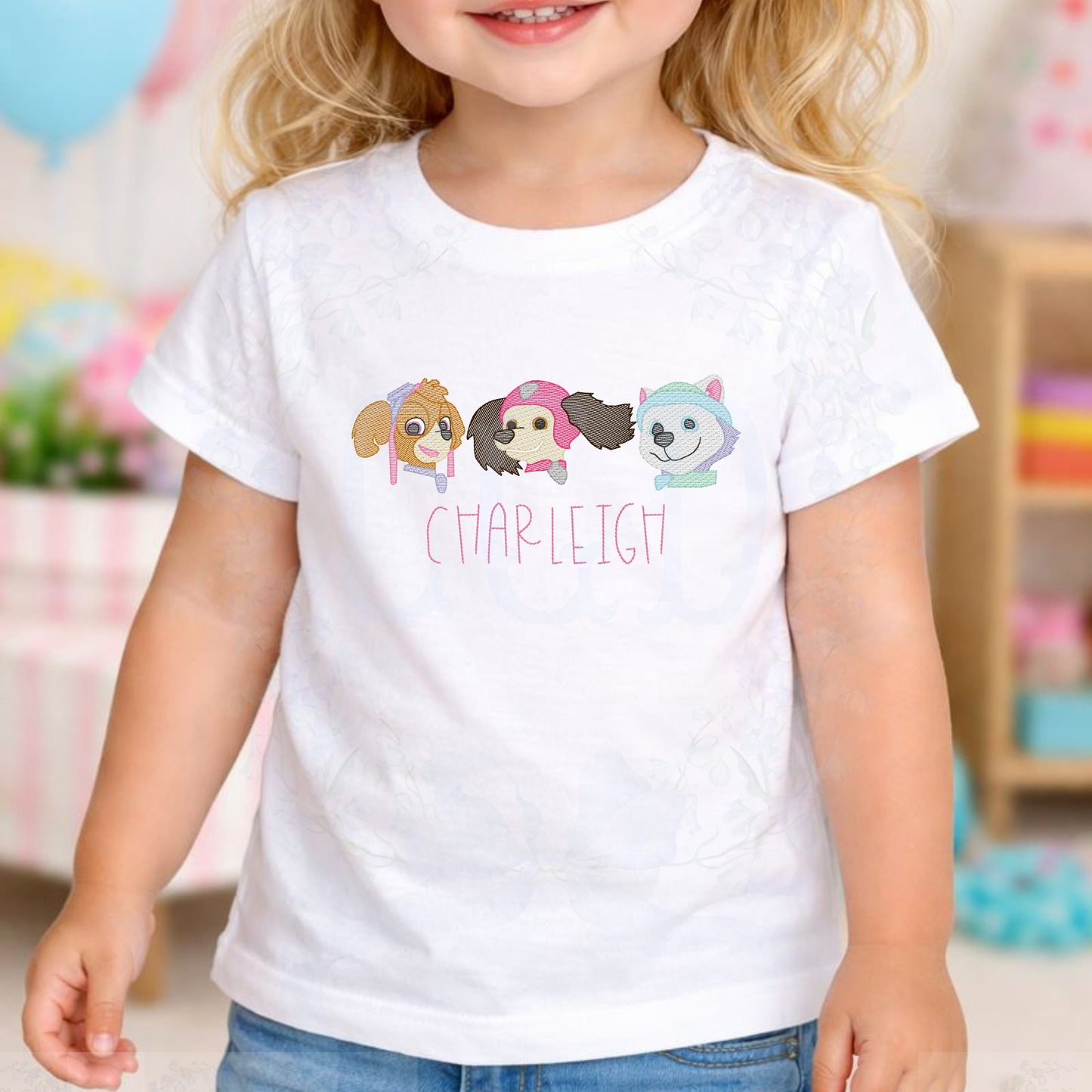 Rescue Puppy Girl Trio Embroidery Bundle, Sketch Fill Dog Embroidery, Cute Puppy Trio, Girls Birthday Shirt Design, Machine Embroidery Files