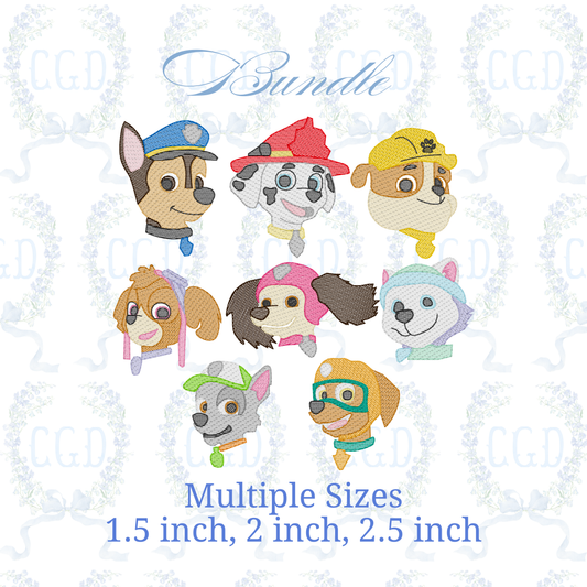 Rescue Puppy Embroidery Design Bundle, Mini Dog Embroidery Set 1.5 2 2.5 Inch, Sketchy Light Fill Puppy, Boys Girls Birthday Shirt Designs