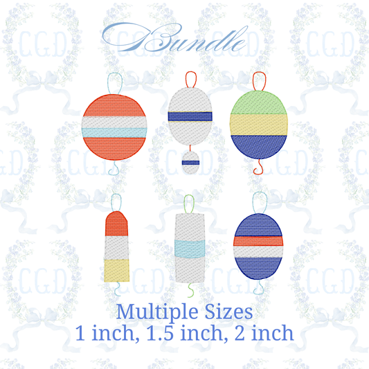 Fishing Buoy Sketchy Fill Embroidery Design Bundle, Nautical Summer Mini Icons, Lake Fishing Shirt Design, Boy Summer Outfit, 1 1.5 2 Inch