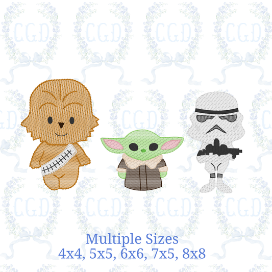 Space Trio Embroidery Design, Cute Alien Trio, Galaxy Characters, Mini Set, Kids Outfit Design, 4x4 5x5 5x7 6x6 8x8 File sizes