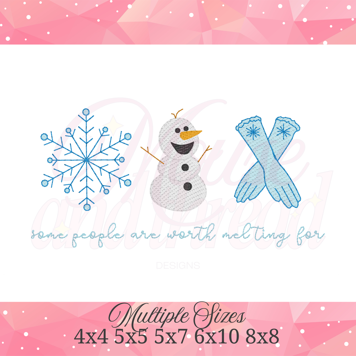 Ice Princess Snowflake Gloves & Snowman Trio Winter Machine Embroidery Design | Fairytale Ice Princess | Snowflake Glove | Snowman Applique