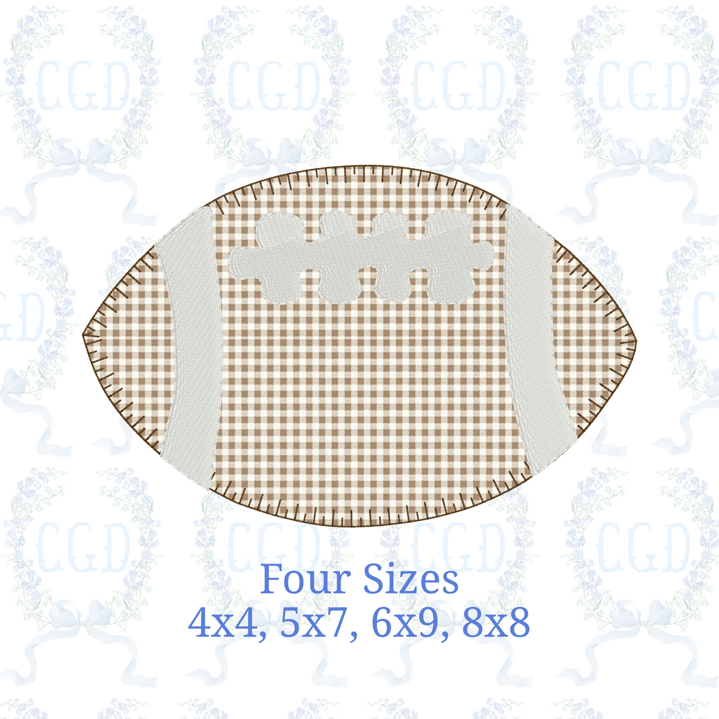 Football Blanket Vintage Stitch applique, quick stitch embroidery machine design download file 4x4, 5x7, 6x9, 8x8 by Cotton Gin Digitizing