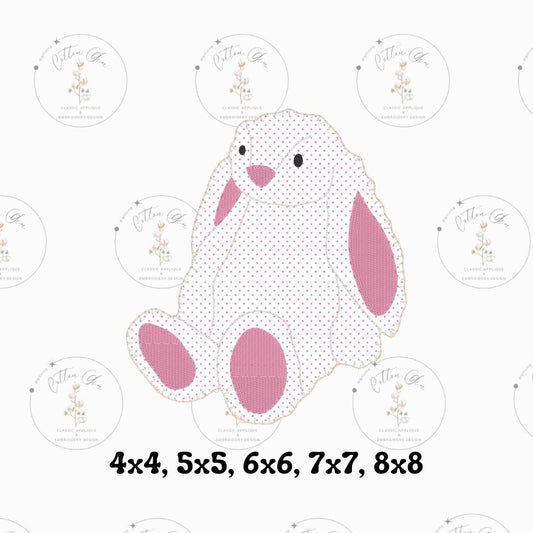 Popular Plush Bunny blanket stitch applique , quick stitch embroidery machine design download file 4x4 5x5 6x6 7x7 8x8 Cotton Gin Digitizing