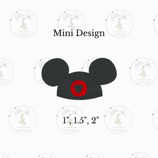 Mini Boy Mouse Ears Mouseketeer Hat Animal dense stitch fill machine embroidery design download file three sizes Cotton Gin Digitizing