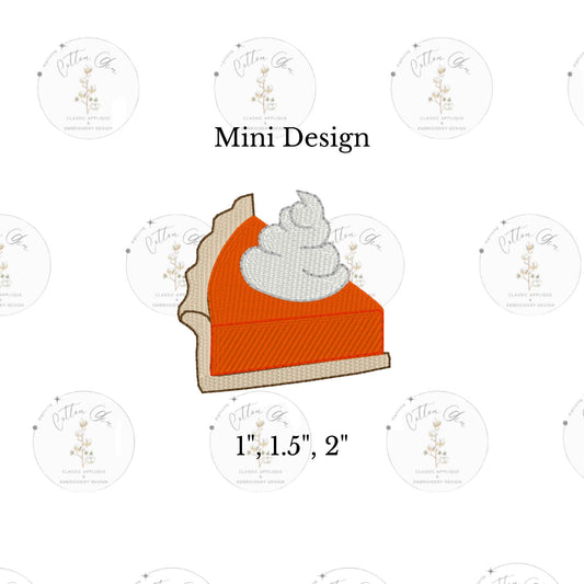 mini dense fill thanksgiving pumpkin pie slice embroidery design file by in 3 sizes fill machine instant embroidery design download file